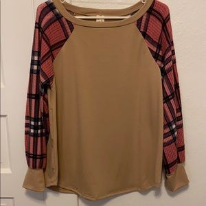 7th Ray medium pink plaid dress top